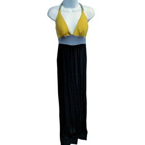 BCBGMAXAZRIA Yellow and Black Maxi Dress Size M